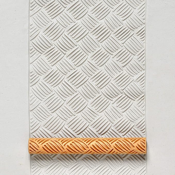 MKM Pottery Tools Wood Twig Rollers for Clay (TW-11 Basketweave)