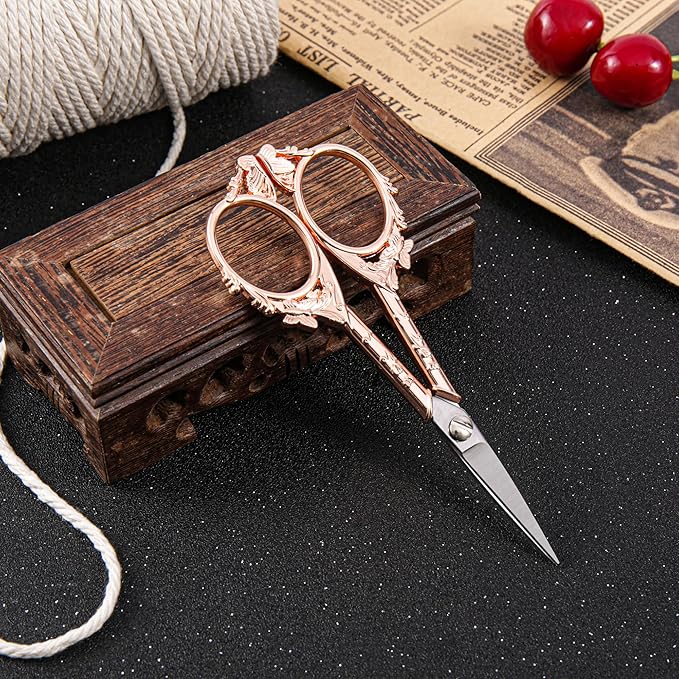 Rose Gold Crochet Scissors Kit with Cover - Comfortable Handles, Sharp Tips - Precision Scissors for Crafting, Sewing,embroidery