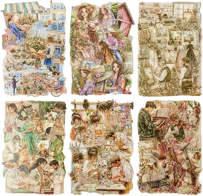 TIAMECH Girl Dreamer Professional PET Stickers - 90 Pcs Countryside Weaving Dream Design, Waterproof Sticker for Journaling & Scrapbooking, Junk Journal Supplies, Ephemera & DIY Crafts