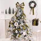 Moss Velvet Wired Ribbon with Glitter Back 2.5 Inch Green and Gold Christmas Ribbon Wired Olive Ribbon for Christmas Tree, Gift Wrapping, Crafts, Wreaths Supplies, Topper Bows (10 Yards)