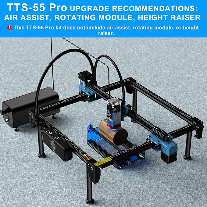 TTS-55 PRO 5500mW Laser Engraver Machine Laser Cutter Laser Cutting Engraving Tool for Wood Metal Aluminum Glass Leather (Black)