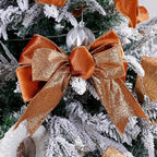 Copper Velvet Wired Ribbon with Glitter Back 2.5 Inch Copper Christmas Ribbon Wired Reversible Ribbon for Christmas Tree, Gift Wrapping, Crafts, Wreaths Supplies, Topper Bows (10 Yards)