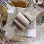 Taupe Velvet Wired Ribbon with Glitter Back 4 Inch Camel and Gold Christmas Ribbon Wired Taupe Ribbon for Christmas Tree, Gift Wrapping, Mantel, Wreaths Supplies, Topper Bows (10 Yards)