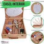 U.S. Art Supply Newport Large Adjustable Wood Desktop Easel - Premium Beechwood Tabletop Drawing Easel with Storage, Paint Palette, Portable Easels for Painting, Drawing, Sketchbox