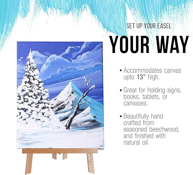 U.S. Art Supply 14" Medium Tabletop Display Easel - Beechwood Artist A-Frame Display Stand, Wooden Easel for Painting, Canvas Stand, (Pack of 12) Classrooms Events Photo Picture Sign Holder