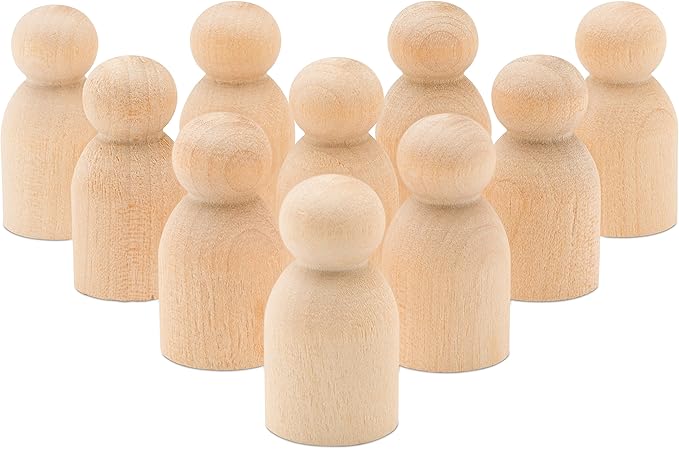 Wood Peg Dolls, 1-1/8 Inch Baby Shape Peg People, Pack of 100 Wooden Dolls, Strong Birch Wood People Figures, Peg Dolls Unfinished, Wooden Pegs for Crafts