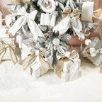 White Velvet Wired Ribbon with Glitter Back 4 Inch White and Gold Christmas Ribbon Wired Ribbon for Christmas Tree, Gift Wrapping, Mantel, Wreaths Supplies, Topper Bows (10 Yards)