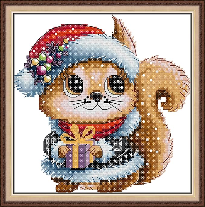 Threadhaven Counted Cross-Stitch Kit 14CT Aida Fabric with Threads, Needles & Guide | Animal Sewing Pattern Embroidery Kit for Adults | Premium DIY Craft Kit- Bellka Dog 7.1''×7.1''