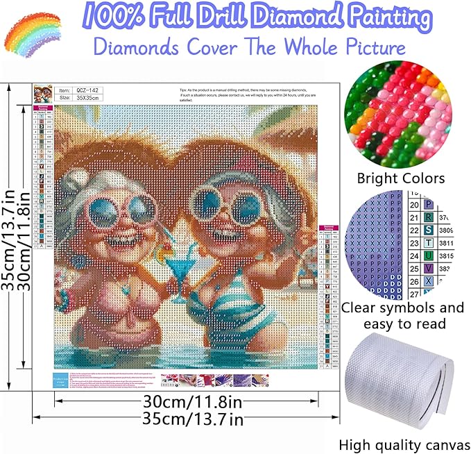 Old Girlfriend Diamond Painting Kits for Adults, 5D Diamond Art Painting by Numbers Kits, DIY Diamond Dots Art Kits, Full Round Drill Diamond Art Kits for Adults for Home Wall Decor, 14x14 inch