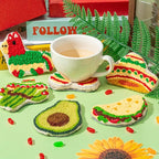 WATINC Christmas Punch Needle Coaster Kits - 23Pcs Easy Art Work Decor Craft Supply for Beginners, DIY Set of 6 Pattern Tufted Pads with Adhesive Felt Yarns Tools Coaster Holder Instruction (Green)