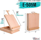 U.S. Art Supply Newport Large Adjustable Wood Desktop Easel - Premium Beechwood Tabletop Drawing Easel with Storage, Paint Palette, Portable Easels for Painting, Drawing, Sketchbox