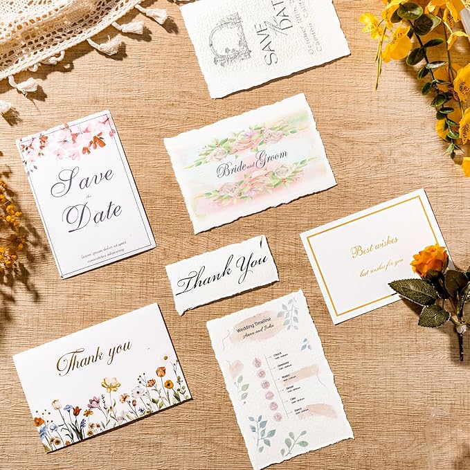 100 Sheets Watercolor Paper 4 x 6inch, 300 GSM Deckled Edge Paper Rough/Textured Handmade Paper for Watercolors, Wedding Invitations, Cards, Crafts