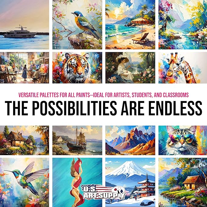 U.S. Art Supply 12-Piece Artist Paint Brush Set with 9" x 12" Wood Painting Palette - 12 Premium Round & Flat Bristle Paintbrushes - Fun Kids, Adults, Students, School Teachers, Beginners, Starter Kit