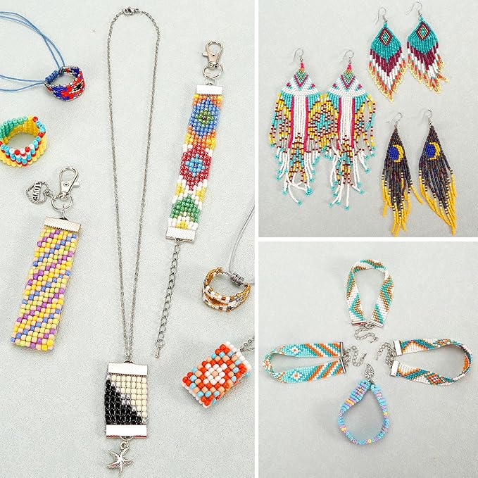 PP OPOUNT Value Bead Loom Kit, 27688 PCS Beading Supplies with 48 Color 3 mm Seed Beads, Beading Loom Kits for Adults Jewelry Making, Bracelets Belts, Earrings Belts