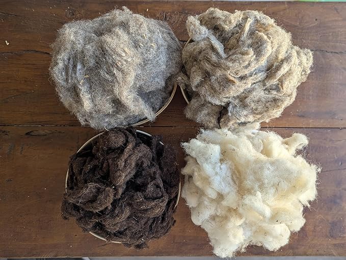Kondoos 1 Lb Natural Washed Wool Noil w/Debris Batting Stuffing for Crafts, Quilting, Stuffed Animals, Cushions, Felting, Dryer Balls, Knitted Toys Insulation Fawn