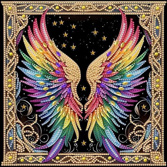 Angel Wings Diamond Art Kits for Adults, Special Shaped Diamond Painting Kits for Adults for Beginners, DIY Crystal Diamond Dots Art Kits, 5D Special Gem Art Painting Kits for Home Wall Decor, 12x12in