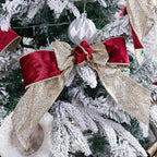 Burgundy Velvet Wired Ribbon with Glitter Back 2.5 Inch Burgundy and Gold Christmas Ribbon Wired Ribbon for Christmas Tree, Gift Wrapping, Mantel, Wreaths Supplies, Topper Bows (10 Yards)