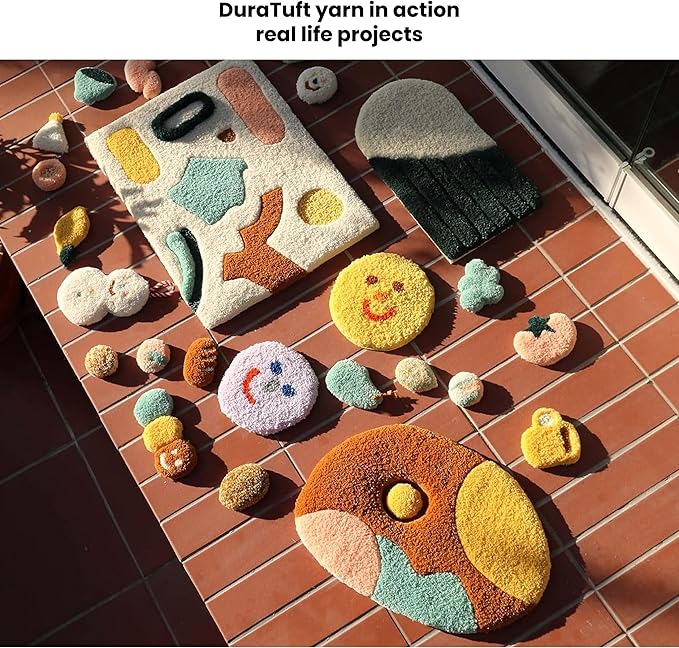 And-et DuraTuft Yarn 45 Vibrant Colors Tufting Nylon Yarn Pack - Ideal for Crochet, Craft Projects -100% B.C.F. - 3 Cones x 1.66lbs -180yards -Perfect for Rug Weaving and Knitting (17 Apricot)