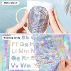 GIRAFVYINL Holographic Vinyl Silver Glitter Vinyl - 12” x 10FT Holographic Permanent Vinyl Glitter Adhesive Vinyl for Craft, Easy to Weed Vinyl Work with Vinyl Cutter