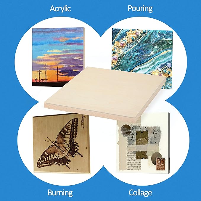 Falling in Art Unfinished Birch Wood Panels Kit for Painting, Wooden Canvas 2 Pack of 20”x24” Studio 3/4” Deep, Cradle Boards for Pouring, Art, Crafts, Burning and More