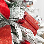 Red Velvet Wired Ribbon with Glitter Back 4 Inch Red Christmas Ribbon Wired Reversible Ribbon for Christmas Tree, Gift Wrapping, Mantel, Wreaths Supplies, Topper Bows (10 Yards)