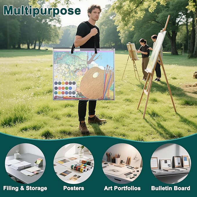 20x26 inch Art Portfolio Bags, Artwork Storage Case with Handle and Zipper, Mesh Waterproof Folder Organizer for Bulletin Boards, Scrapbooks, Keepsake and Poster Storage