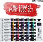 U.S. Art Supply Professional 36-Color Gouache Paint Set in Large 18ml Tubes & Color Mixing Wheel - Gouache Paint Tubes for Artists, Students, Beginners