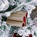 Burgundy Velvet Wired Ribbon with Glitter Back 4 Inch Burgundy and Gold Christmas Ribbon Wired Ribbon for Christmas Tree, Gift Wrapping, Mantel, Wreaths Supplies, Topper Bows (10 Yards)