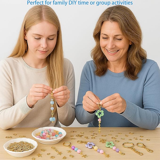 ValorTiger DIYJewelry Making, 364 PCS Bag Charm Set with 156 Charms, 150 Jump Rings, 25 Extender Chains, 20 Keychains, 10 Crimp Tubes, 3-Inch Beading Wire, Support Ring & Jewelry Pliers(for Parents)