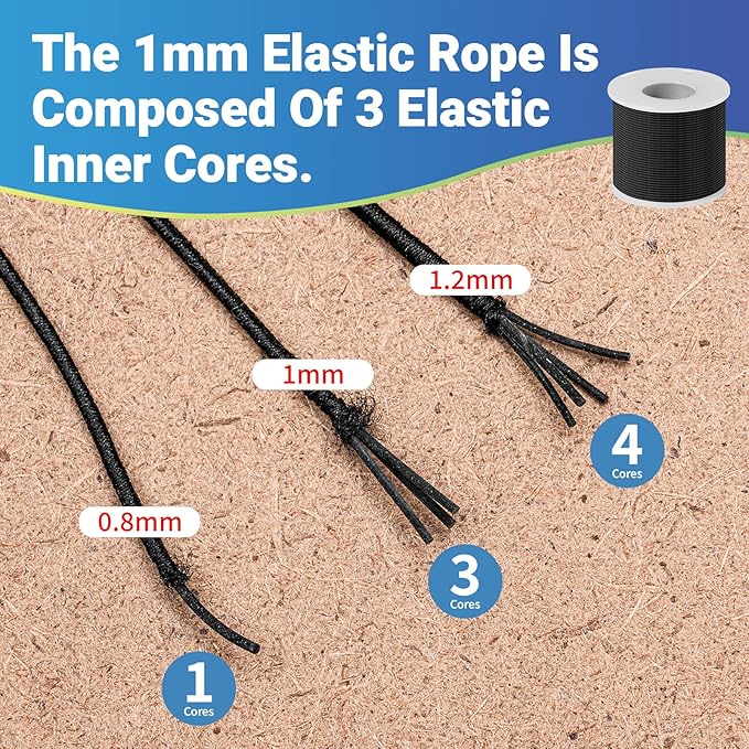 4PCS Stretchy String for Bracelet Making, 1mm Beading Cord, 656FT, Suitable for Making Bracelets, Necklaces, Beaded Items and Handicrafts（2Pcs Black,2Pcs White）