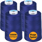 Simthread All Purpose Sewing Thread from 100% Spun Polyester for Serger, Overlock, Merrow, Quilting Sewing 4 Big Cones of 5000M (5500 Yards) Each - 40S/2 Midnight