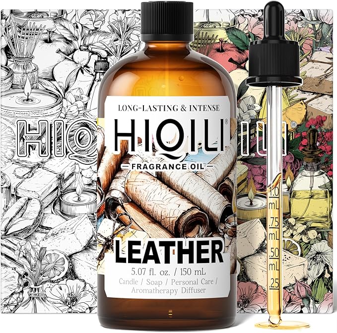 HIQILI Leather Fragrance Oil, Men's Scent, for Car Air Freshener Use, Soap, Candle, and Long-Lasting Perfume Making - 5.07 Fl Oz