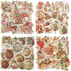TIAMECH Merry Christmas Paper Stickers - 96 Pcs Santa Clause Elk Christmas Ball Design, Waterproof Sticker for Journaling & Scrapbooking, Junk Journal Supplies, Ephemera & DIY Crafts