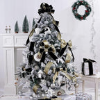 Black Velvet Wired Ribbon with Glitter Back 2.5 Inch Black and Gold Christmas Ribbon Wired Ribbon for Christmas Tree, Gift Wrapping, Mantel, Wreaths Supplies, Topper Bows (10 Yards)