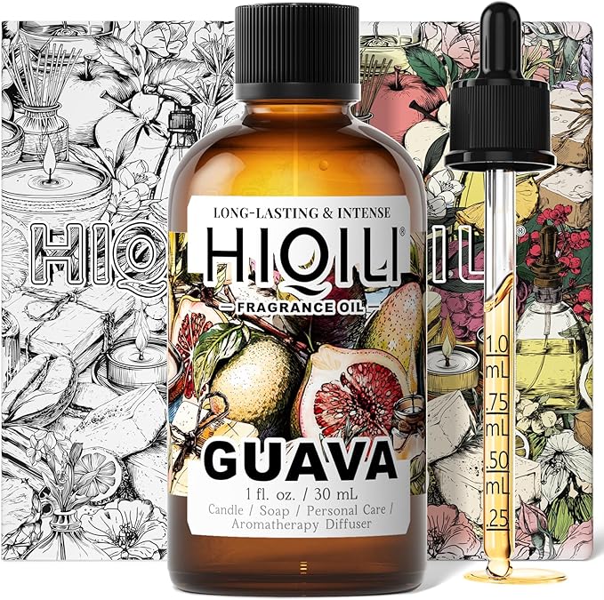 HIQILI Guava Fragrance Oil for Candle, Soap & Bath Bombs Making, Long-Lasting Fruity Scent, and Indoor Diffusers Use - 1 Fl Oz