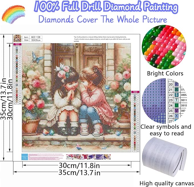 Cute Bestie Diamond Painting Kits for Adults, 5D Diamond Art Painting by Numbers Kits, DIY Diamond Dots Art Kits, Full Round Drill Diamond Art Kits for Adults for Home Wall Decor, 13.8x13.8 in