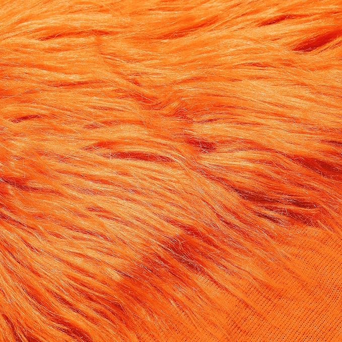 Tatuo 60 x 18 Inch Orange Faux Fur Fabric Halloween Fluffy Fuzzy Craft Fake Fur Cuts Shaggy Synthetic Plush Patch Sewing DIY Winter Christmas Costume Gnome Beard Miniature Dolls Rugs Mat Gift