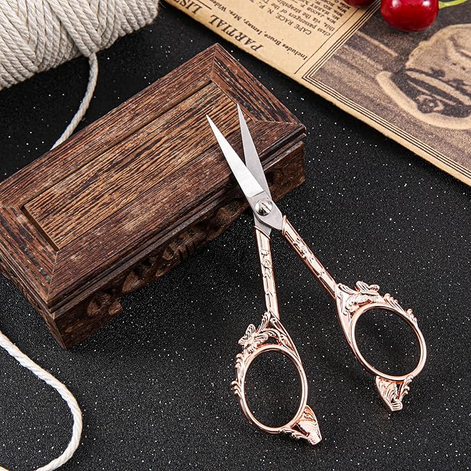 Rose Gold Crochet Scissors Kit with Cover - Comfortable Handles, Sharp Tips - Precision Scissors for Crafting, Sewing,embroidery