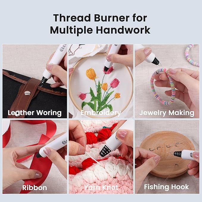 Thread Burner with A Replacement Tip, Rechargeable Thread Zapper Tool, Cautery Pen, Sewing Supplies for Beading Jewelry Making DIY Melting Knotting, Bracelet Making, Leather Work, Ribbon Cut