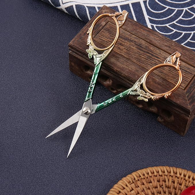 Premium Small Craft Scissors with Beautiful Butterfly Decos - Comfortable Handles and Sharp Tips for Crochet, Embroidery, and Sewing - Includes Protective Cover
