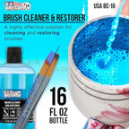 U.S. Art Supply Brush Cleaner and Restorer, 16 Ounce Bottle - Quickly Cleans Paint Brushes, Airbrushes, Art Tools - Cleaning Solution to Remove Dried On Acrylic, Oil and Water-Based Paint Colors
