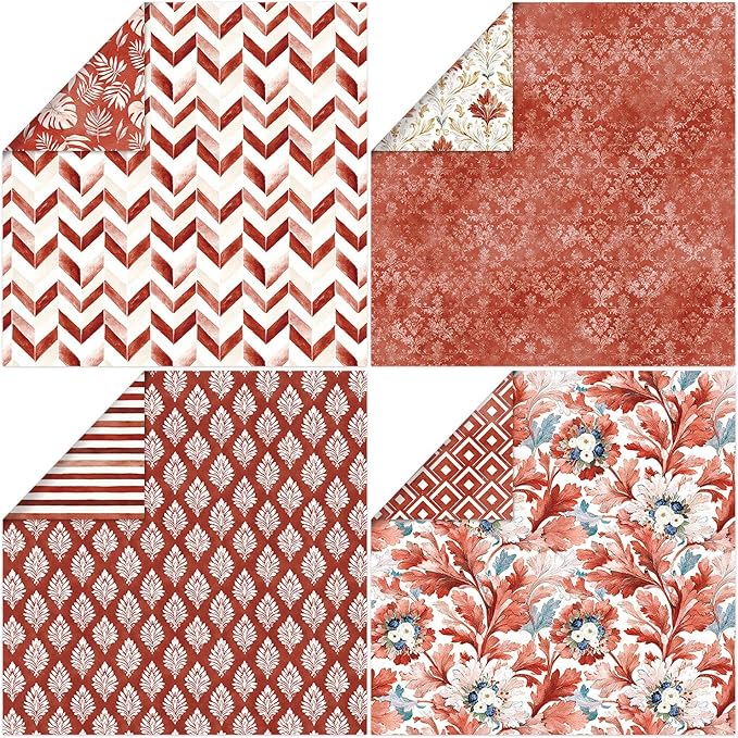 Scrapbook Paper 12x12, 24 Sheets 24 Designs Double-Sided Patterned Decorative Craft Paper for Junk Journals Greeting Cards Photo Album Decoration