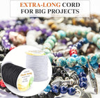 CATIFLIN Elastic String for Bracelets 2 Rolls 1mm 656FT, Stretchy Cord for Beading, Jewelry Making, Pony Beads, Charms, DIY Crafts, Black and White Nylon Thread, Strong Bracelet Supplies