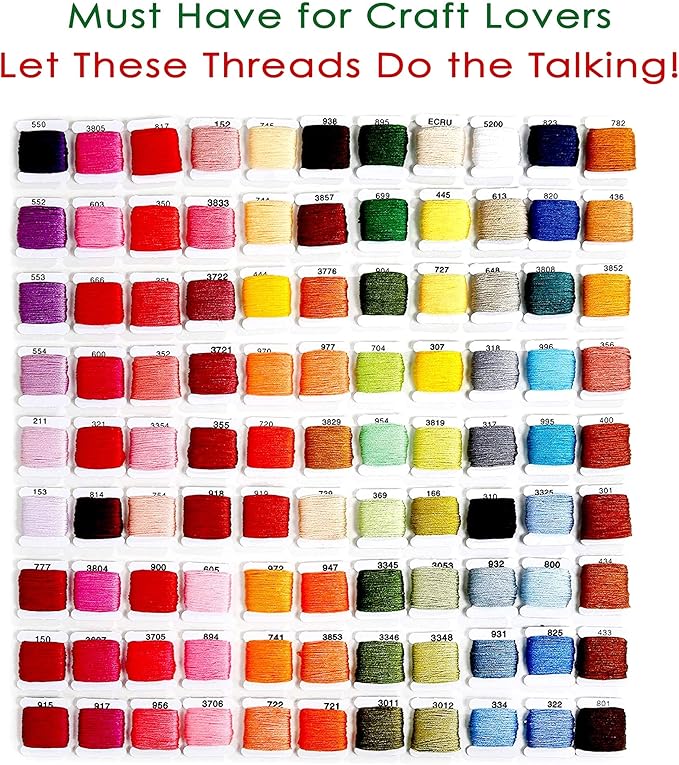 The Original 108-Color Embroidery Floss Kit – 99 Cotton & 9 Metallic Threads with DMC Color Coding – Perfect for Cross Stitch, Friendship Bracelets, String Crafts, and Embroidery Thread Organizer Box