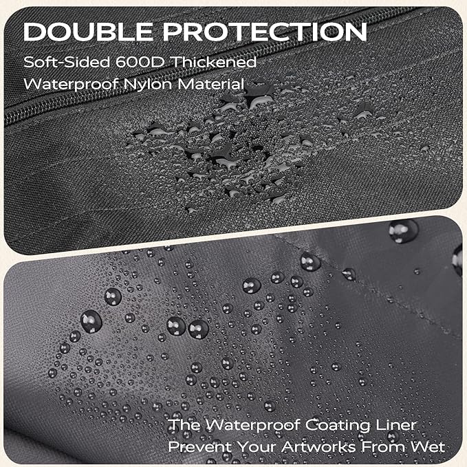 JusArt Art Portfolio Bag, 18x24 Light Weight Portfolio Folder Case with Adjustable Shoulder Strap, Leather Corners, Waterproof Art Bag for Artists and Students for Artwork, Poster, Sketching, Drawing