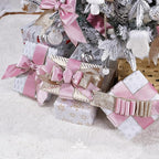 Pink Velvet Wired Ribbon with Glitter Back 2.5 Inch Pink and Gold Christmas Ribbon Wired Ribbon for Christmas Tree, Gift Wrapping, Mantel, Wreaths Supplies, Topper Bows (10 Yards)