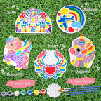 IFLOVE Paint Your Own Stepping Stones for Kids Craft Kits,Arts and Crafts for Kids Ages 4-8,5 Pack Painting Crafts for Girls Ages 8-12，Outdoor Toys Art Supplies Toddler Birthday Gift (Unicorn)