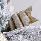 Taupe Velvet Wired Ribbon with Glitter Back 2.5 Inch Camel and Gold Christmas Ribbon Wired Taupe Ribbon for Christmas Tree, Gift Wrapping, Mantel, Wreaths Supplies, Topper Bows (10 Yards)