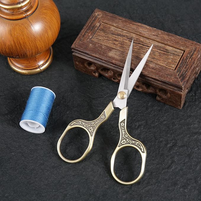 Small Craft scissors-5 Inch Vintage Precision Scissors-Ultra Sharp Blade Shears,scotch scissors for Office Home School Sewing Fabric Craft Hair trimming,Facial,Beard,Eyebrow (Bronze)…