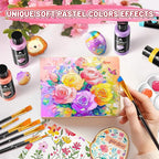 40 Pcs Pastel Acrylic Paint Set with 12 Brushes, 2 Knives & Palette, 24 Colors (2oz/60ml) - for Adults, Kids, Artists & Beginners - Canvas Ceramic Rock Wood Egg Painting Kit